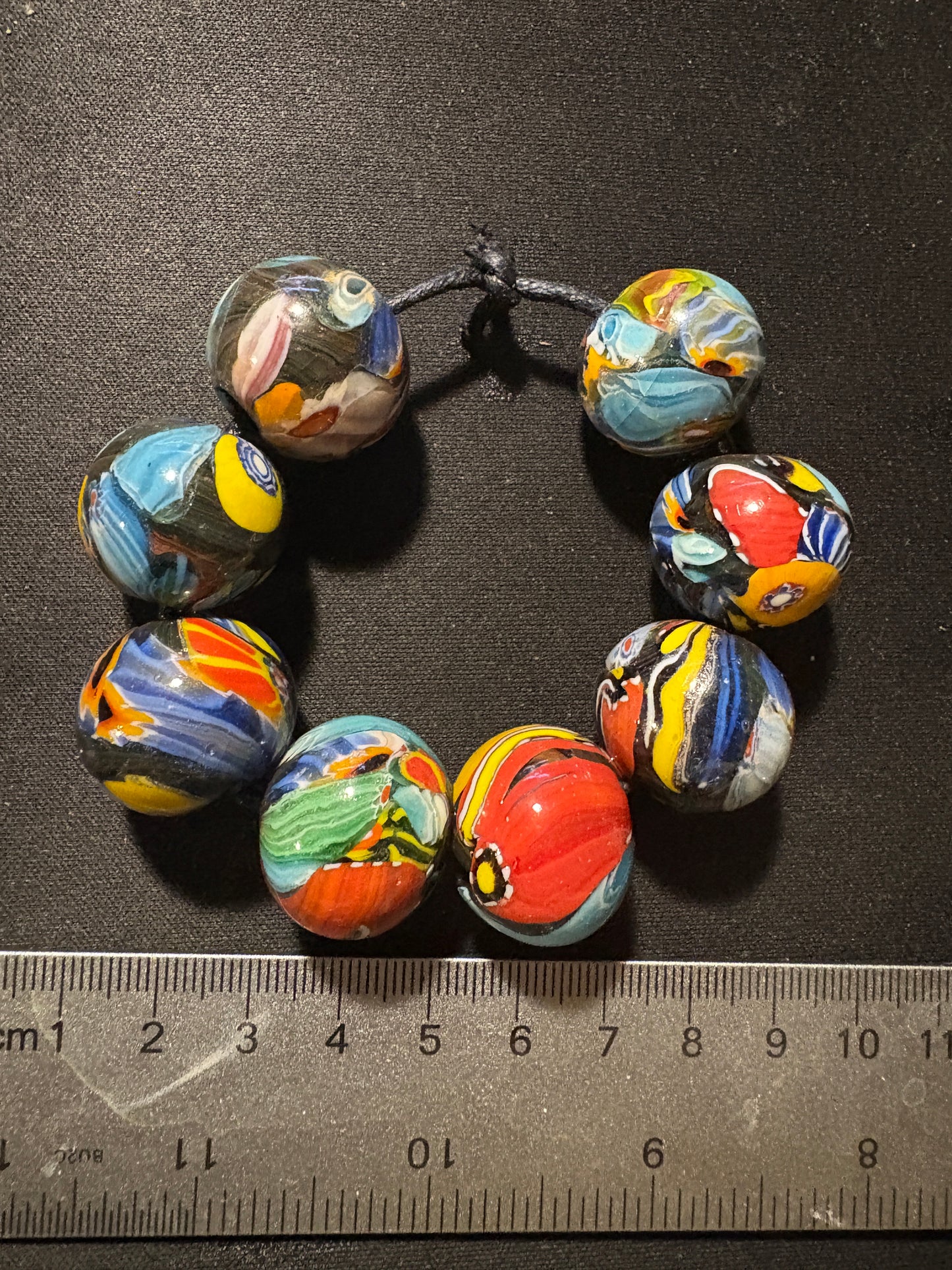 8 Millefiori glass trade beads - (S149) Handmade Rare - 20mm