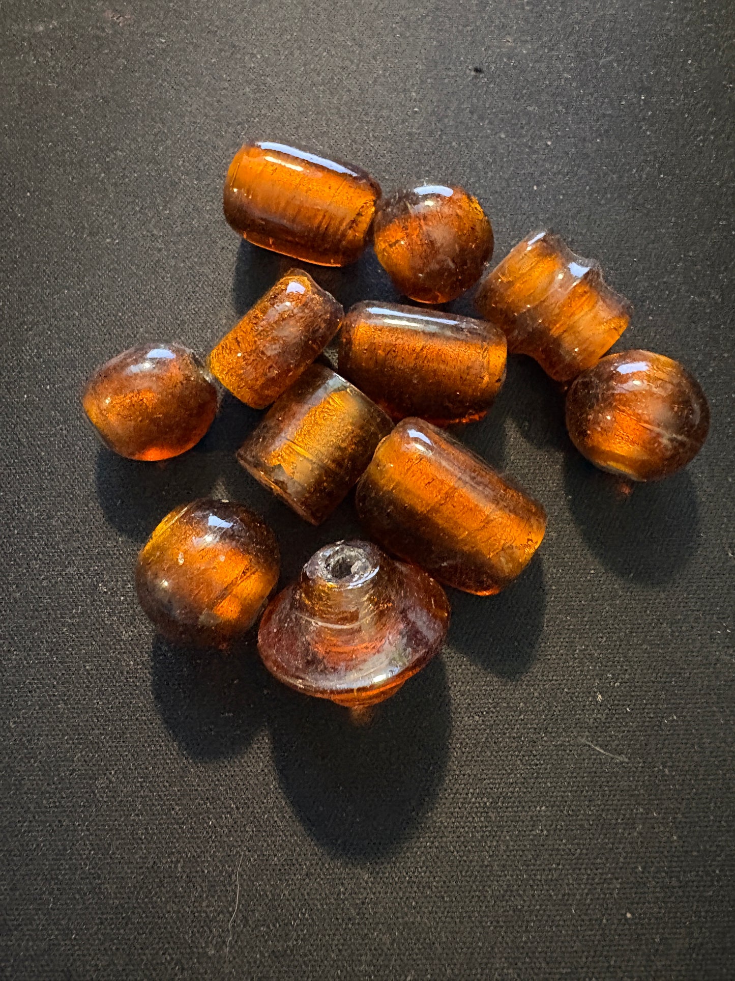9 Lg Amber glass beads (S185)- furnace beads- 20mm
