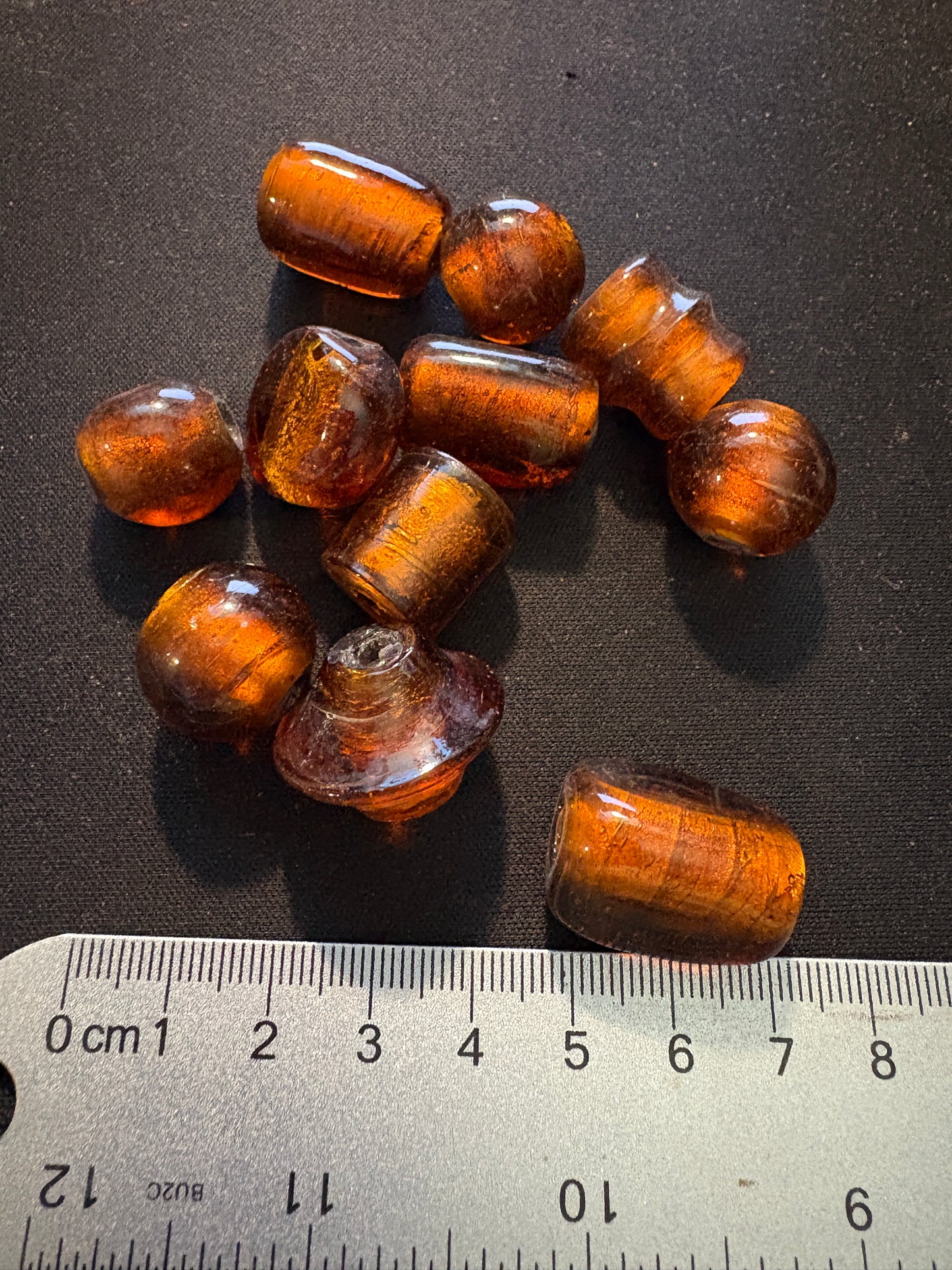 9 Lg Amber glass beads (S185)- furnace beads- 20mm