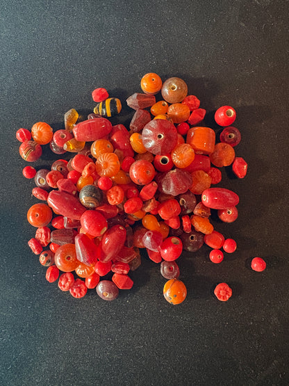 100g Glass beads (S1292)- Red glass beads- 5-12mm