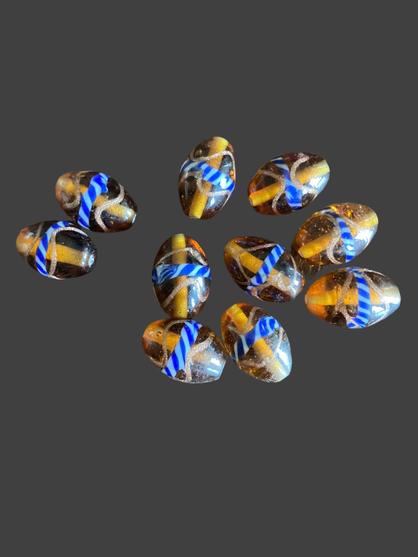 Brown Vintage Indian Glass Beads - 10 Handmade Fancy Foil Beads[BE0006]