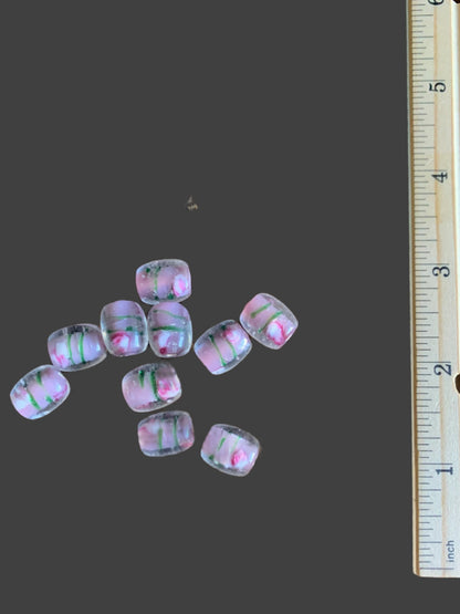 10 Pink Authentic Handmade Indian Foil Beads. [BJ0004]