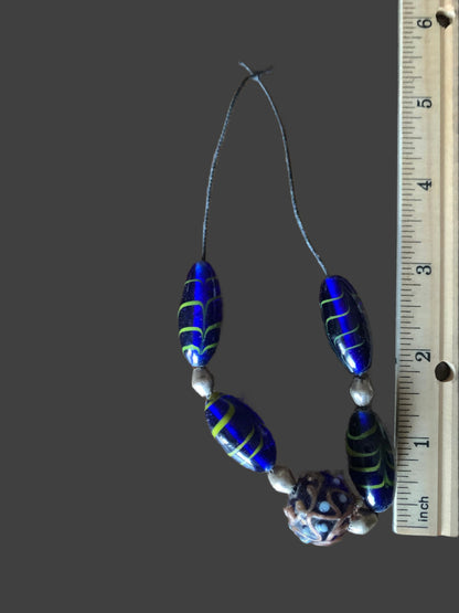 Indian Trade Beads, 9 Glass Handmade Beads [BJ0001]