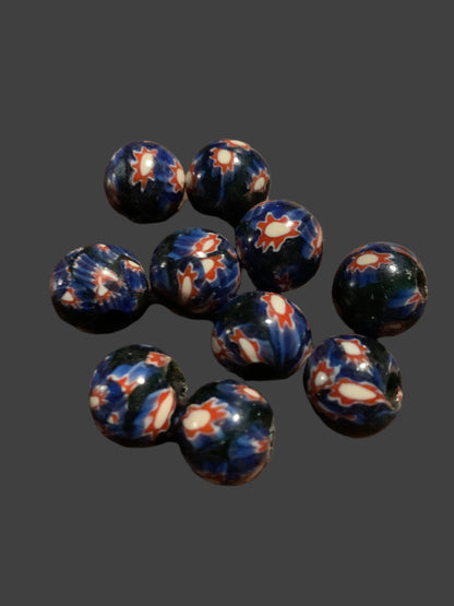 10 Authentic Indian Millefiori Chevron Beads [BJ0074]