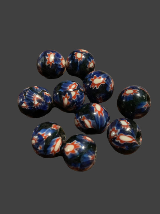 10 Authentic Indian Millefiori Chevron Beads [BJ0074]