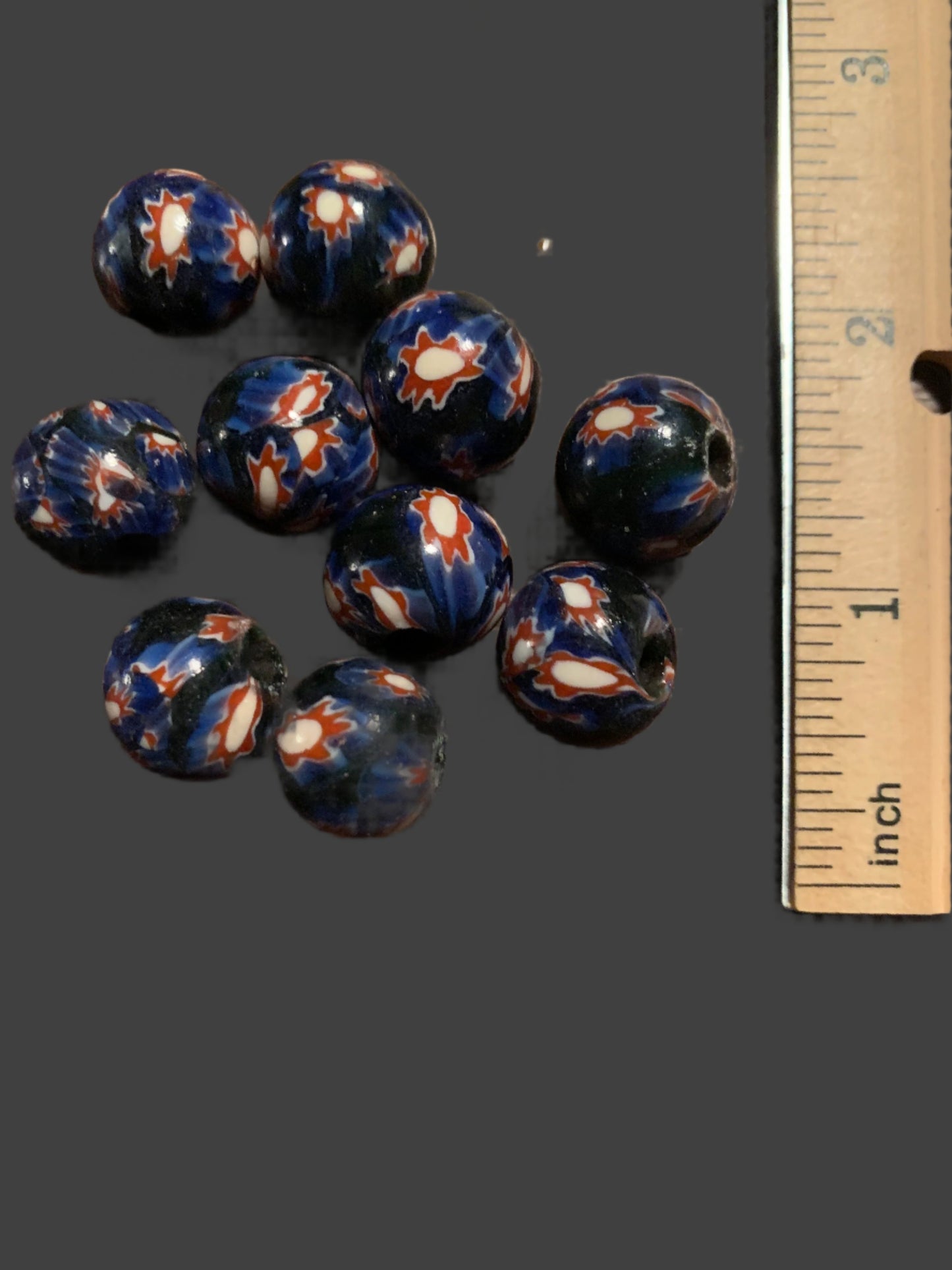 10 Authentic Indian Millefiori Chevron Beads [BJ0074]