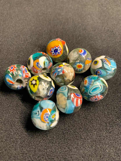 10 Authentic Indian Millefiori Chevron Beads [BJ0077]