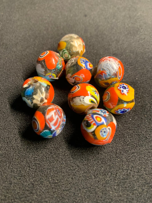 9 Authentic Indian Millefiori Chevron Beads [BJ0082]