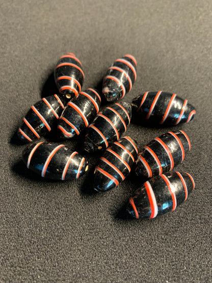 10 Authentic Indian Millefiori Chevron Beads [BJ0083]