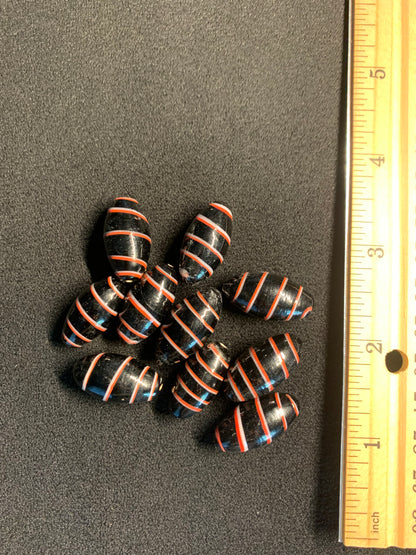 10 Authentic Indian Millefiori Chevron Beads [BJ0083]