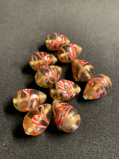 10 Authentic Indian Millefiori Chevron Beads [BJ0084]