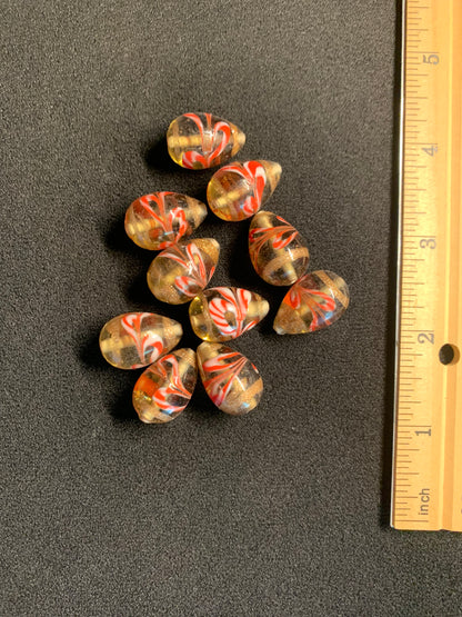 10 Authentic Indian Millefiori Chevron Beads [BJ0084]