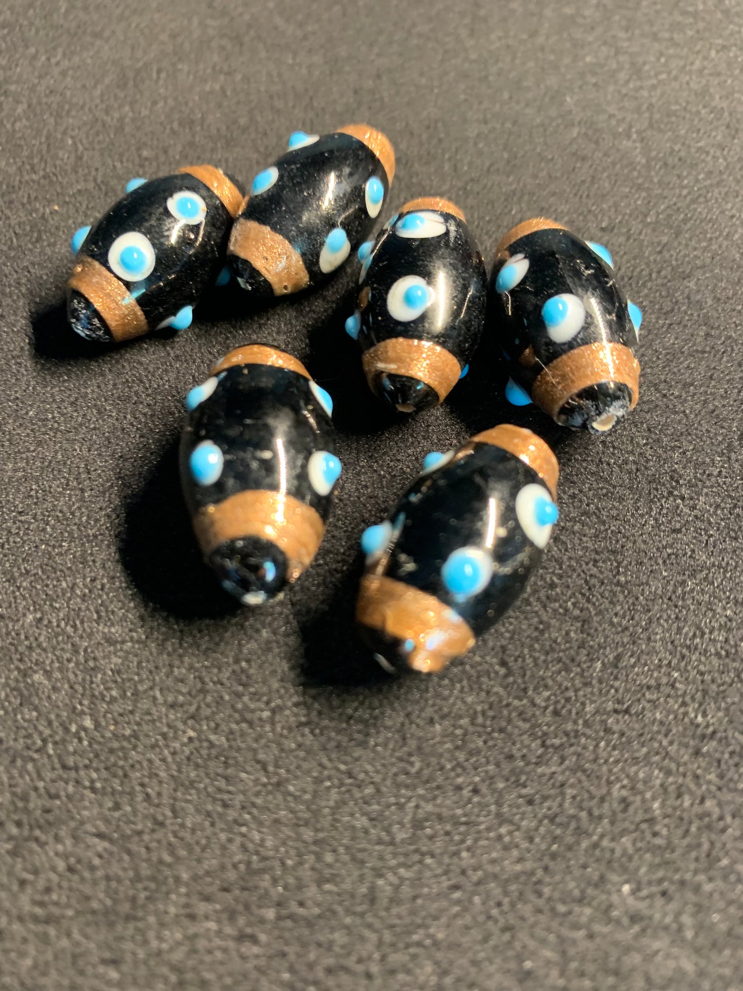 6 Authentic Indian Millefiori Chevron Beads [BJ0086]