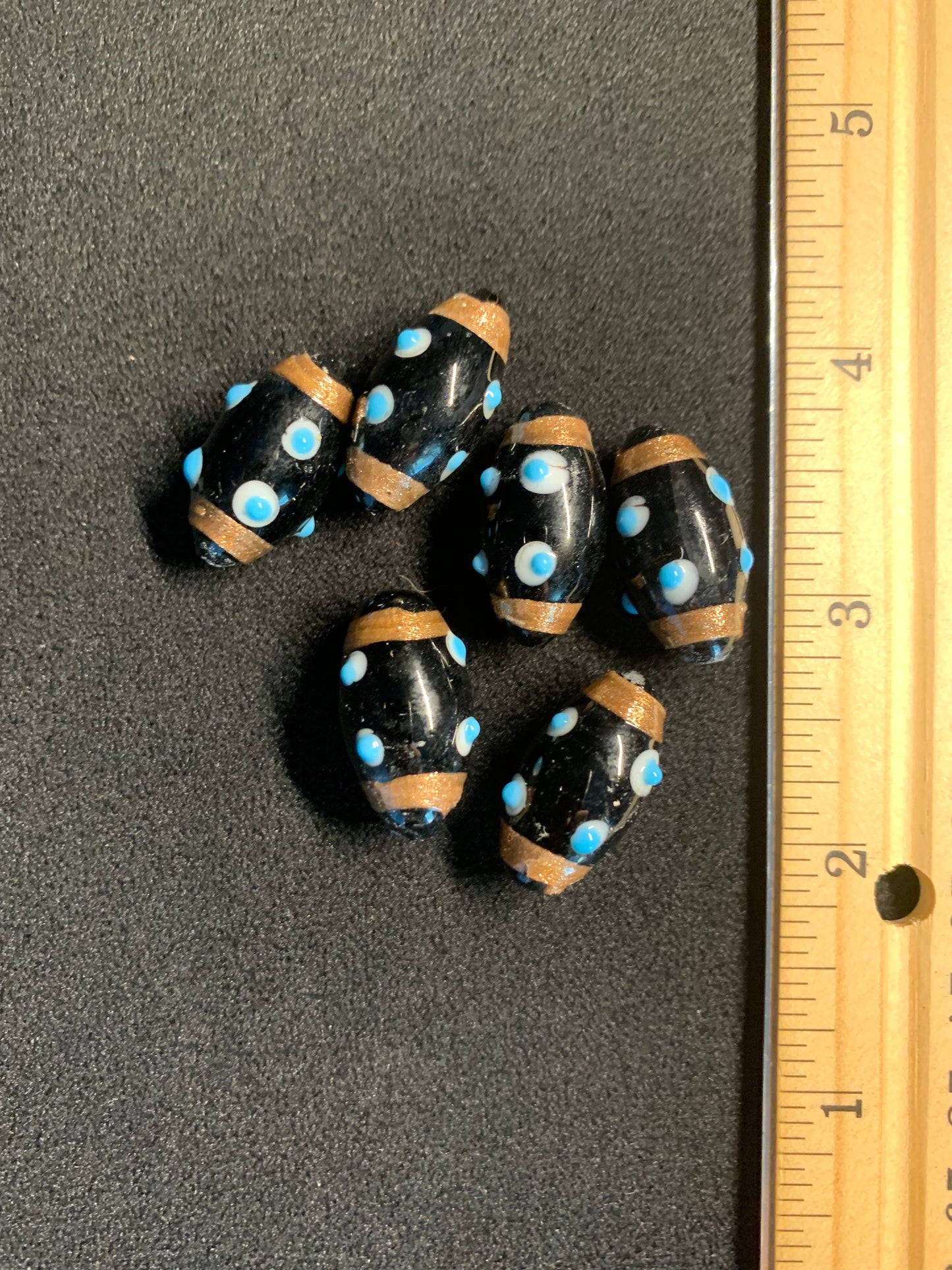 6 Authentic Indian Millefiori Chevron Beads [BJ0086]