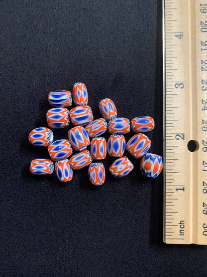 Chevron - Style Vintage Indian Glass Beads - 20 Handmade Fancy Beads [BJ0100]