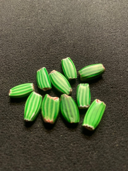 Authentic African Trade Beads, 9 Antique Melon Beads [BJ0109]