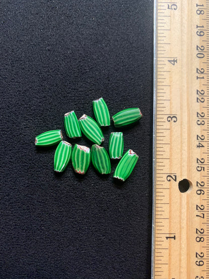 Authentic African Trade Beads, 9 Antique Melon Beads [BJ0109]