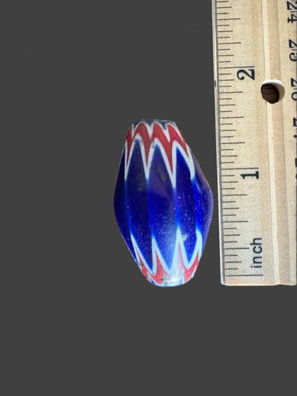 Chevron - Style Vintage Indian Glass Bead [BJ0055]