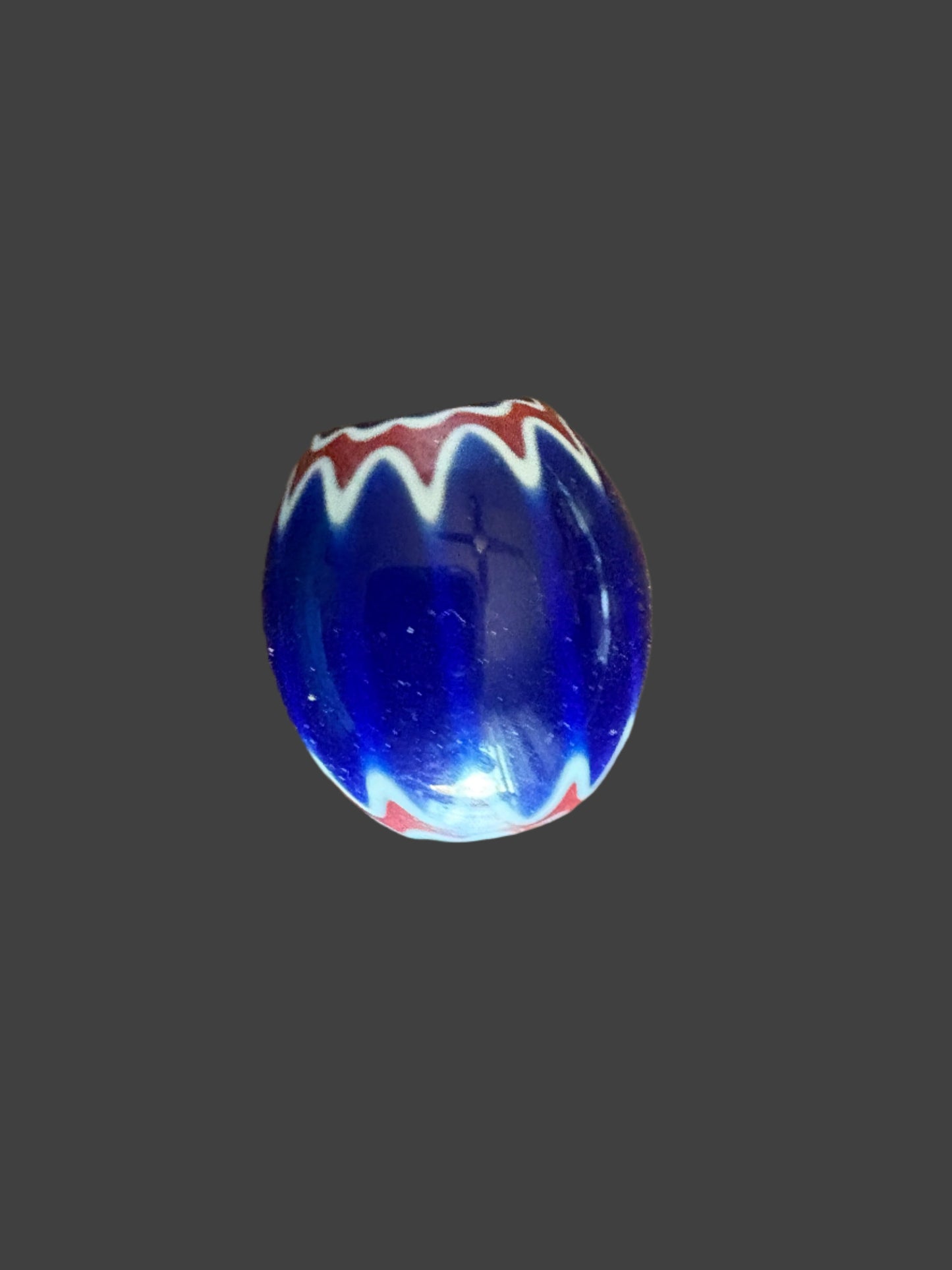 Chevron - Style Vintage Indian Glass Bead [BJ0057]