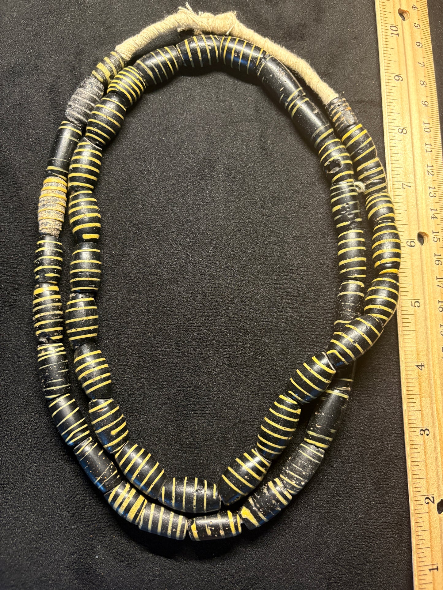 Antique Authentic African Trade Bead Necklace - Large Bumble Bee - 36" [BR0003]