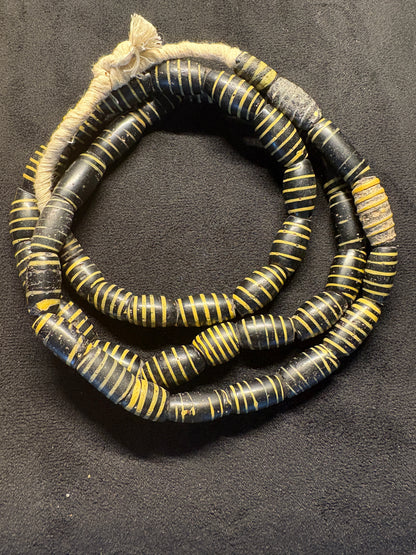 Antique Authentic African Trade Bead Necklace - Large Bumble Bee - 36" [BR0003]