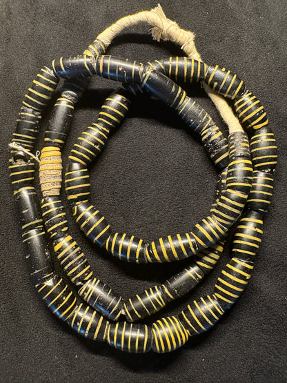 Antique Authentic African Trade Bead Necklace - Large Bumble Bee - 36" [BR0003]