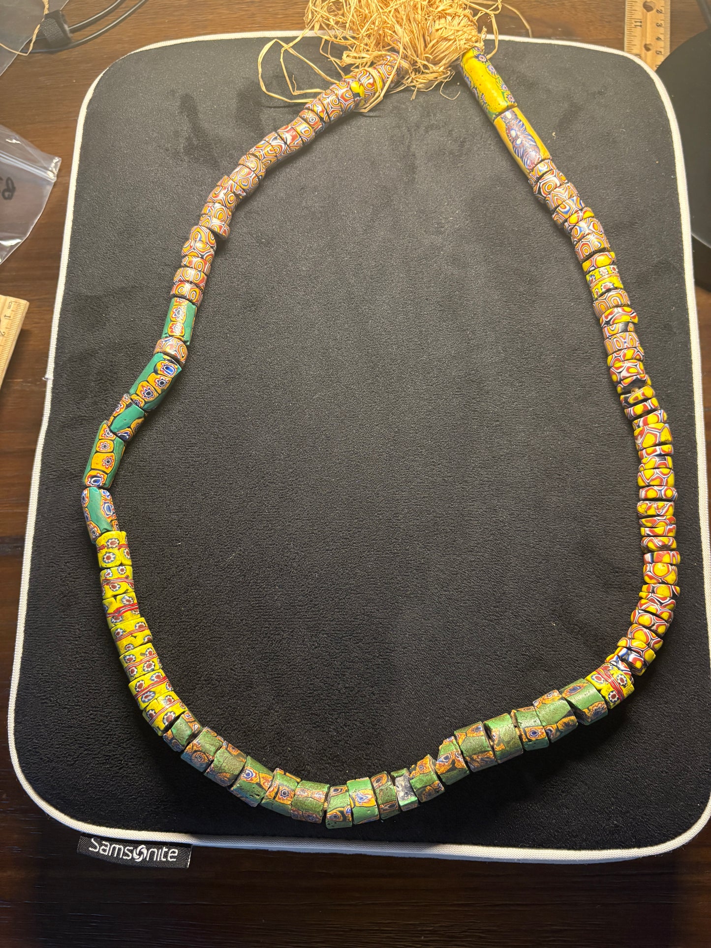 Antique Authentic African Trade Bead Necklace - Large Millefiori Beads - 32" [BR0004]