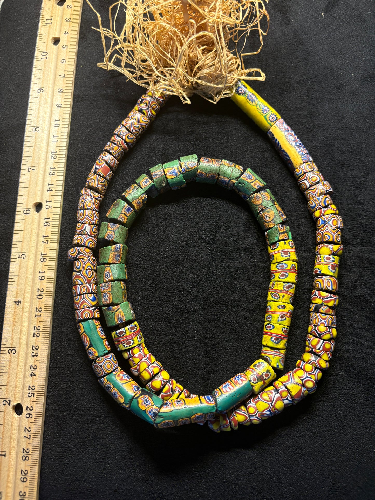 Antique Authentic African Trade Bead Necklace - Large Millefiori Beads - 32" [BR0004]