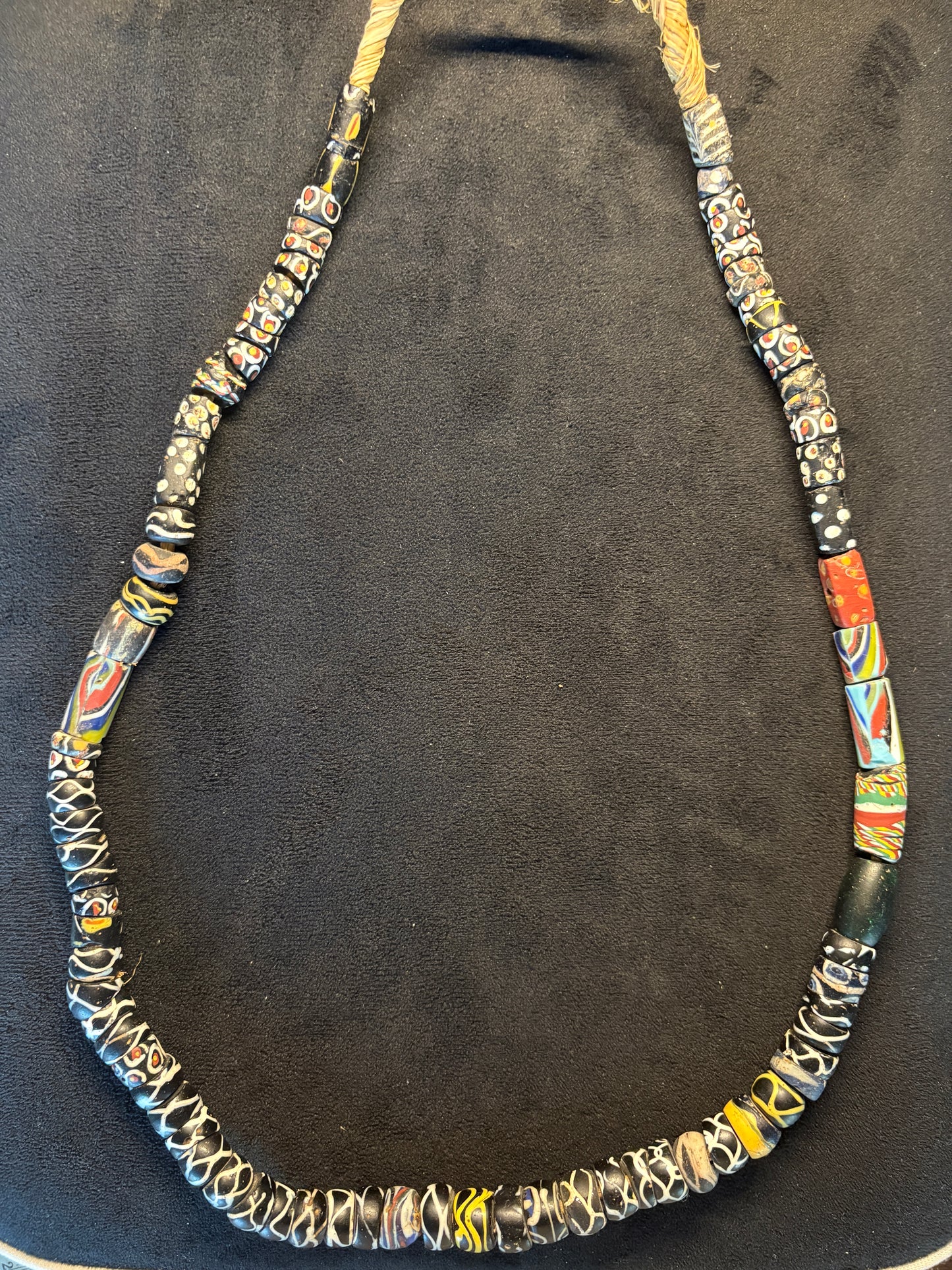 Antique Authentic African Trade Bead Necklace - Rattlesnake Beads 30" [BR0006)