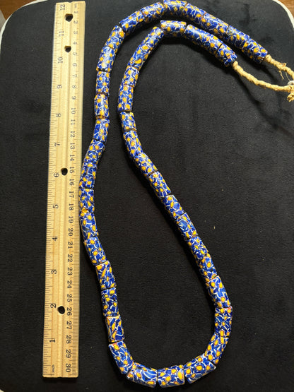 Antique Venetian African Trade Bead Necklace - Millefiori Beads 34" [BR0011)