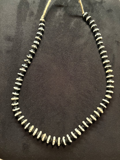 Antique Venetian African Trade Bead Necklace - Dogtooth Hot Pinched Beads 26" [BR0012)