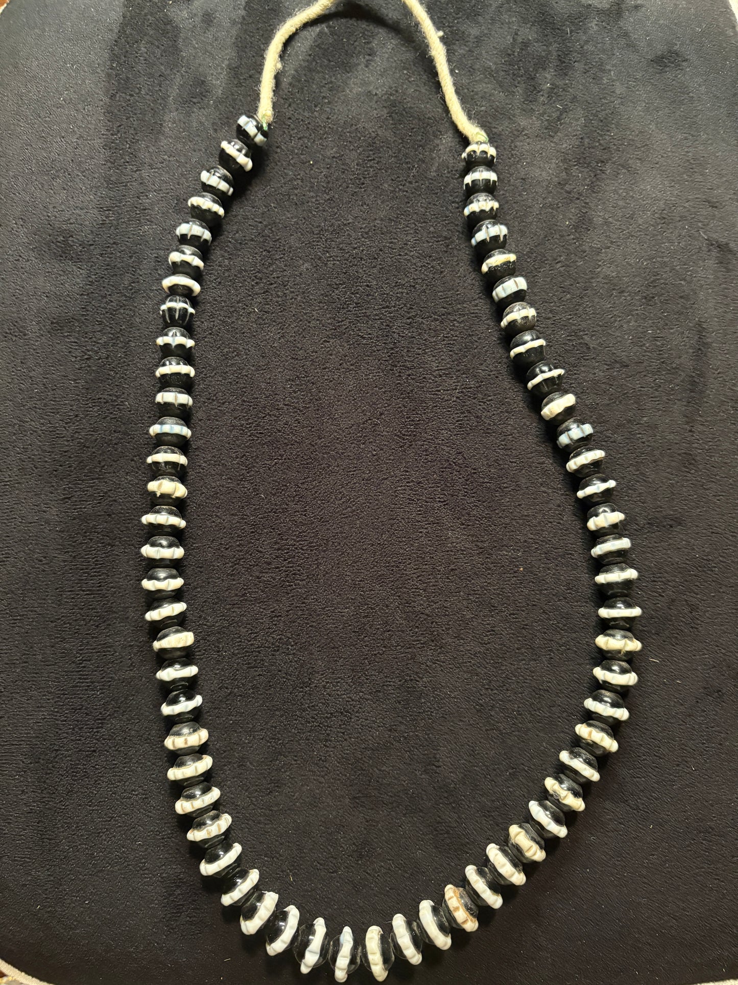 Antique Venetian African Trade Bead Necklace - Dogtooth Hot Pinched Beads 26" [BR0012)