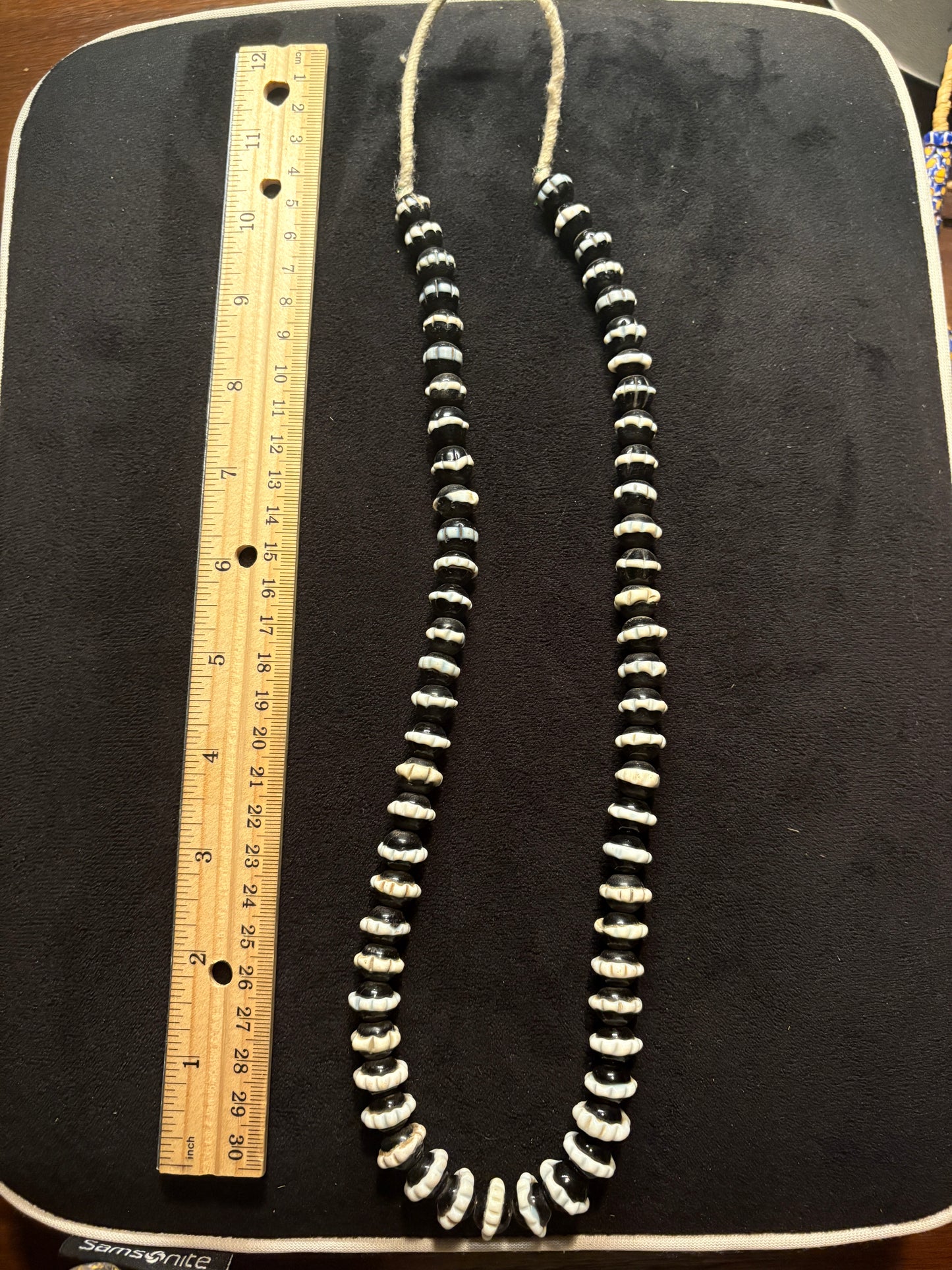 Antique Venetian African Trade Bead Necklace - Dogtooth Hot Pinched Beads 26" [BR0012)