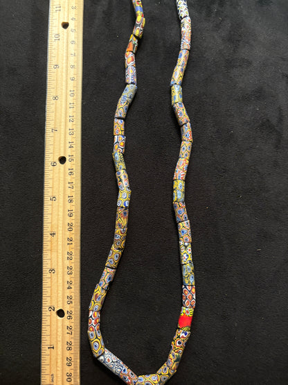 Antique Venetian African Trade Bead Necklace - Millefiori Beads 28" [BR0013)