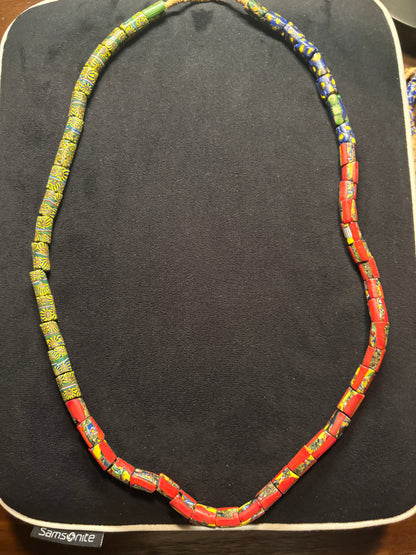 Antique Venetian African Trade Bead Necklace - Millefiori Beads 32" [BR0014)