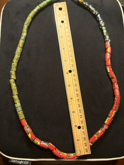 Antique Venetian African Trade Bead Necklace - Millefiori Beads 32" [BR0014)