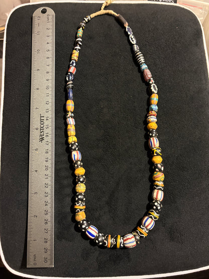 Antique Venetian African Trade Bead Necklace - Fancy Beads 25" (BR0026)