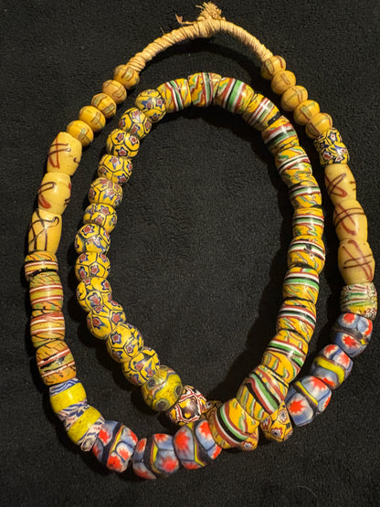 Antique Venetian African Trade Bead Necklace - Fancy Beads 26" (BR0027)