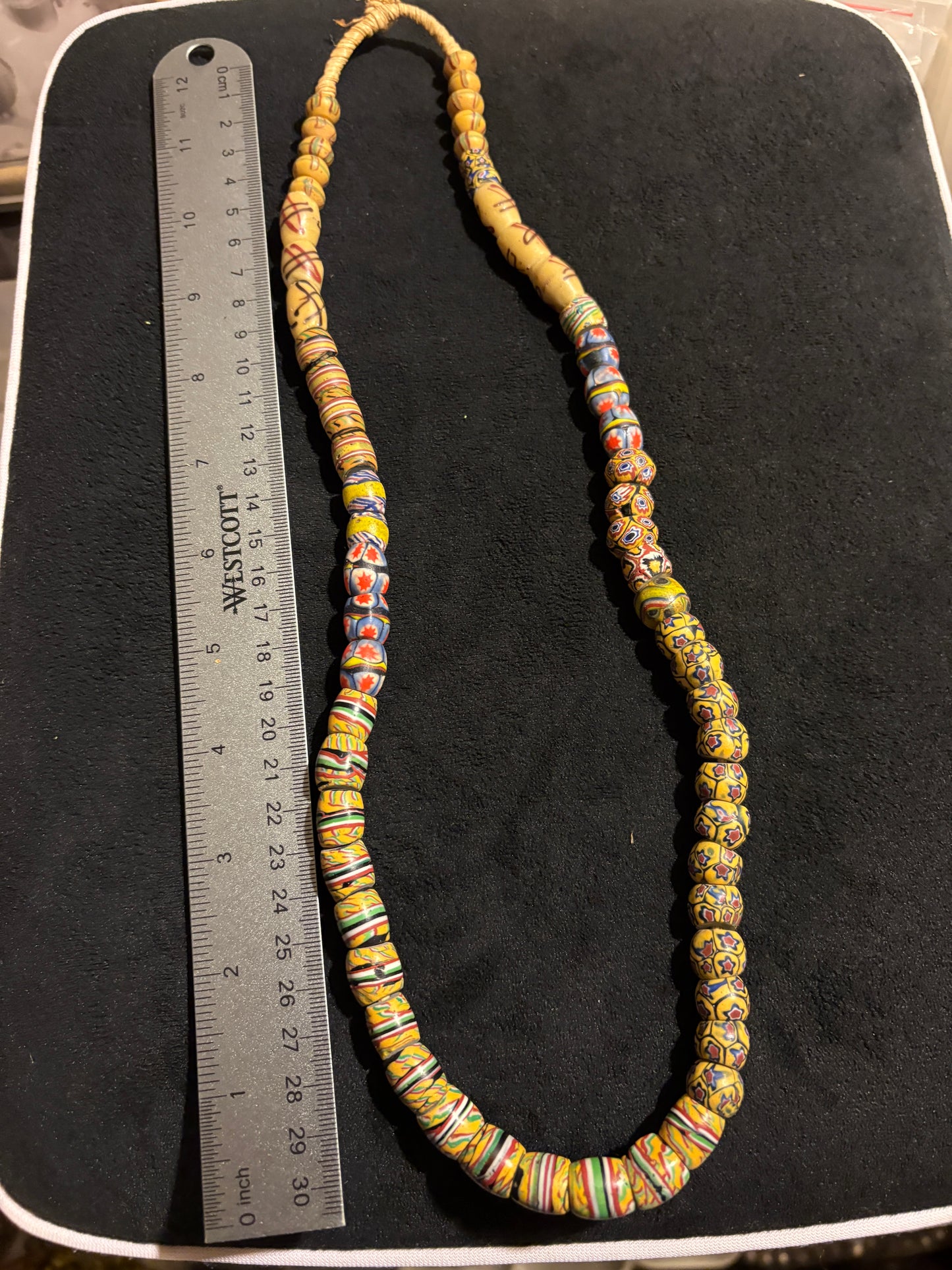 Antique Venetian African Trade Bead Necklace - Fancy Beads 26" (BR0027)