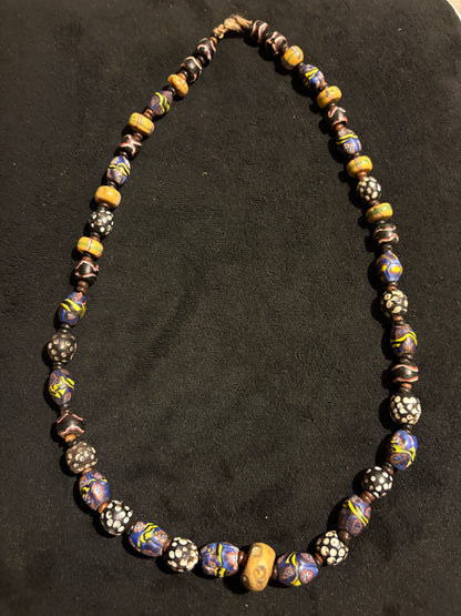 Antique Venetian African Trade Bead Necklace - Fancy Beads 24" (BR0031)