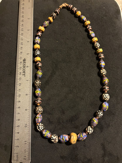 Antique Venetian African Trade Bead Necklace - Fancy Beads 24" (BR0031)