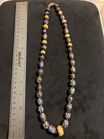 Antique Venetian African Trade Bead Necklace - Fancy Beads 24" (BR0031)