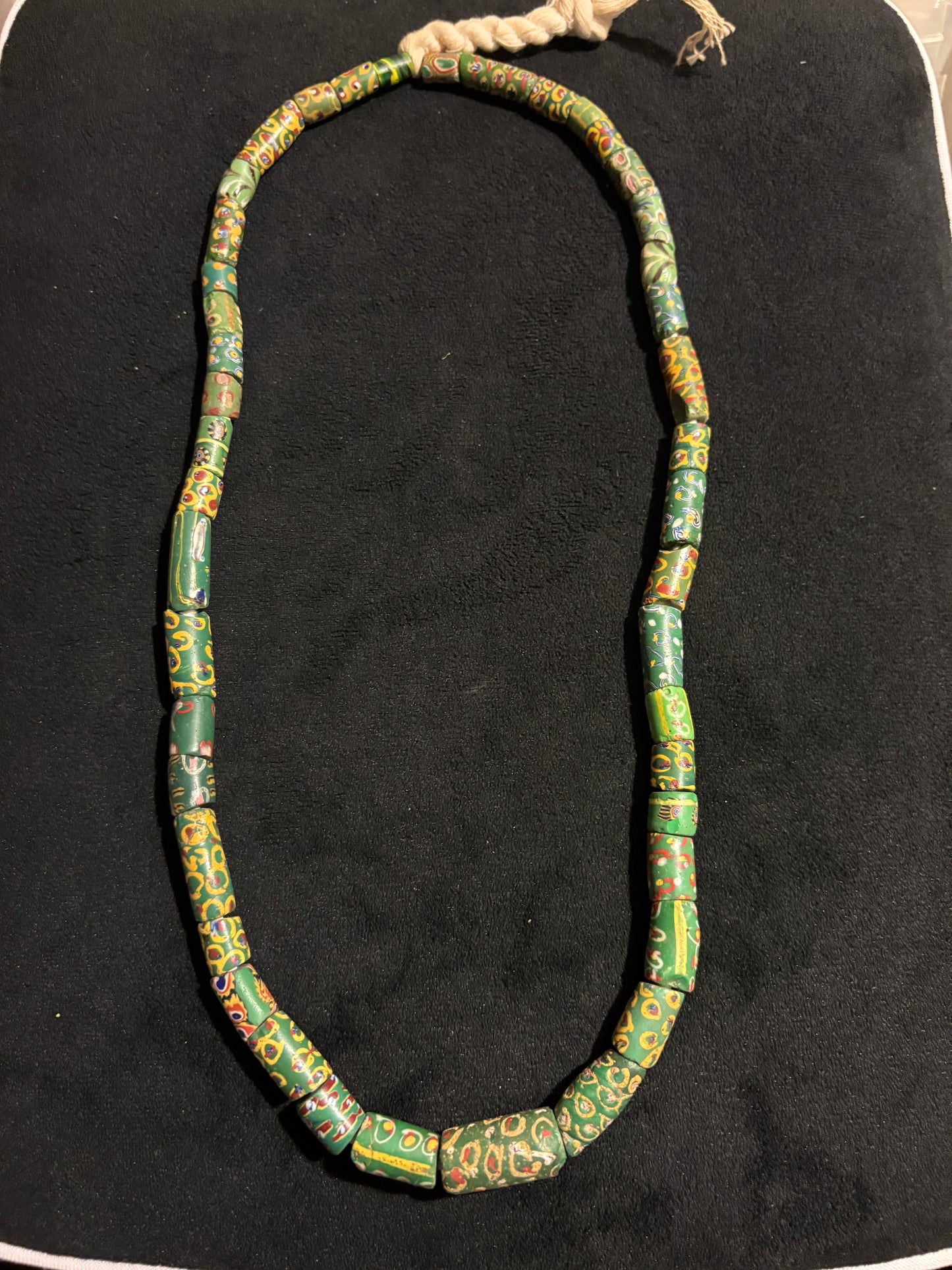 Antique Venetian African Trade Bead Necklace - Fancy Fired Egg Beads 24" (BR0032)