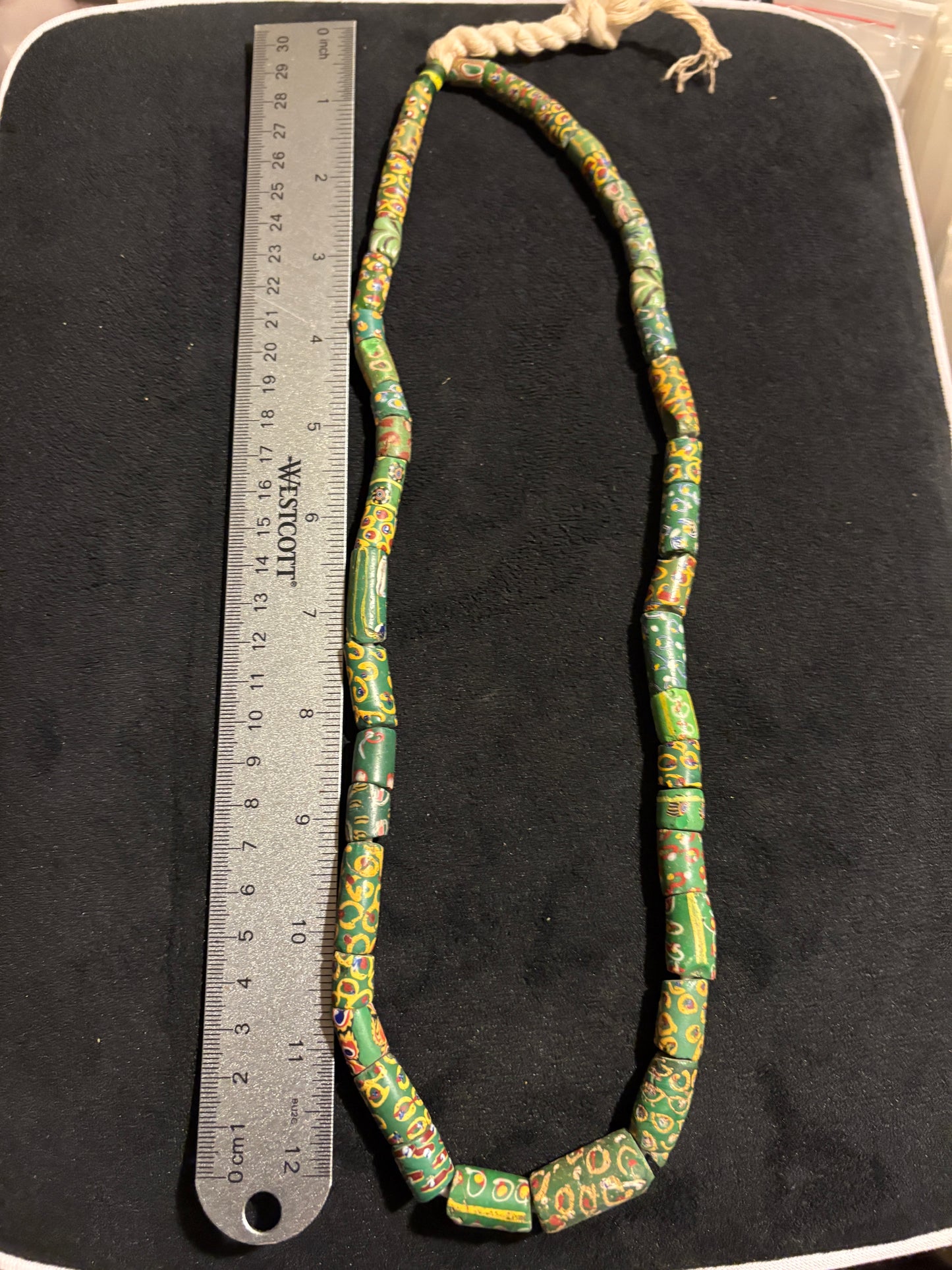 Antique Venetian African Trade Bead Necklace - Fancy Fired Egg Beads 24" (BR0032)