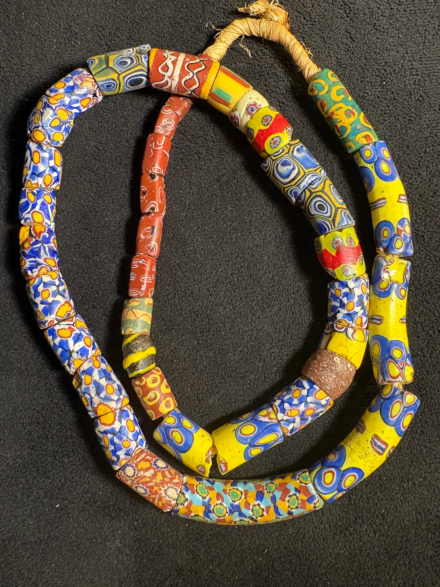 Antique Venetian African Trade Bead Necklace - Millefiori Beads 25" (BR0033)