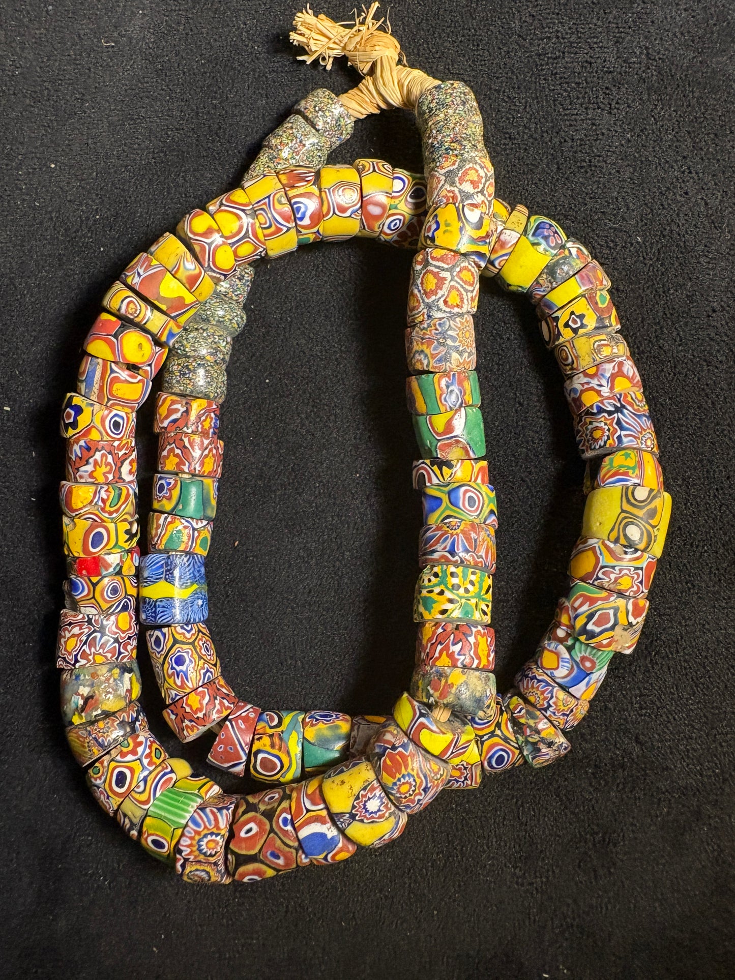 Antique Venetian African Trade Bead Necklace - Millefiori Beads 24" (BR0035)