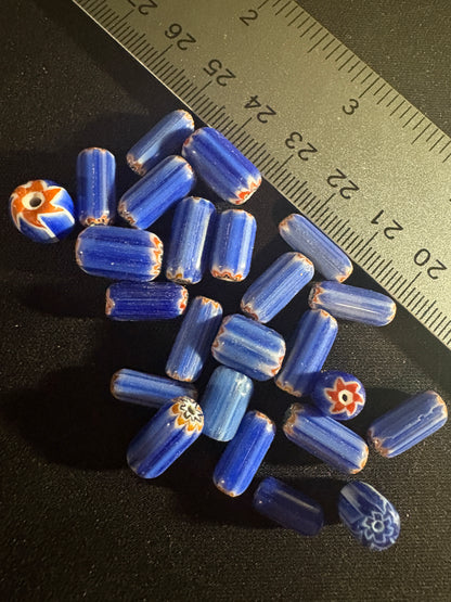 lot Vintage Chevron glass chevron beads -Indian Native American handmade [S01]