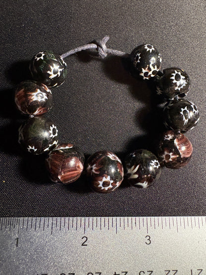 10 Millefiori glass trade beads - Handmade Indian Rare (S09)