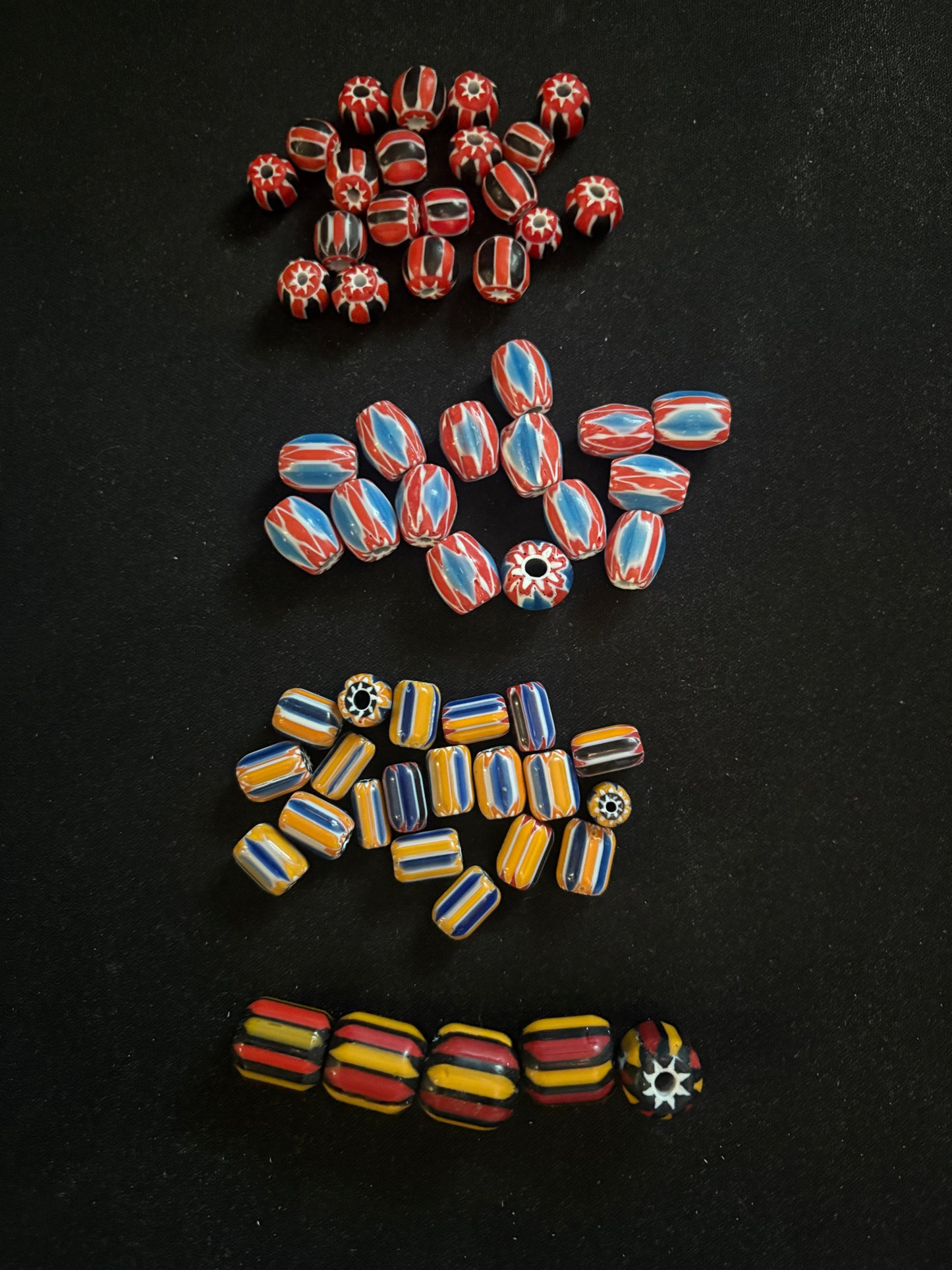 LOT - Chevron glass beads -60 Brown Native American Beads 8-20mm (S12)