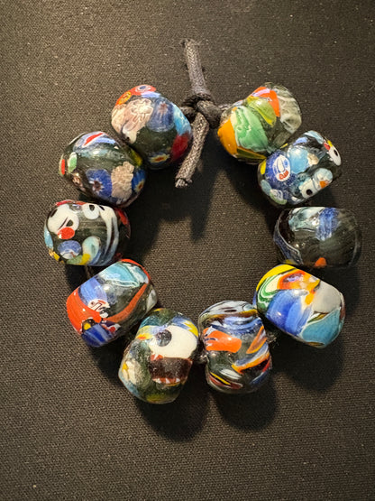 10 Millefiori glass trade beads - (S168) - Handmade Indian Rare 15mm